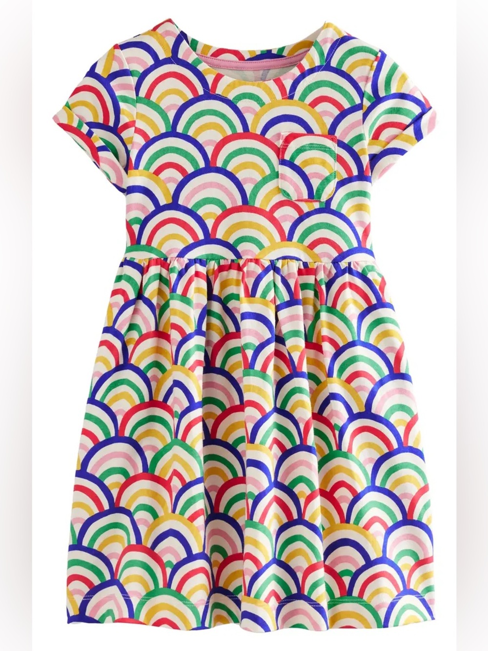 Mini Boden Kids' Fun Rainbow Print Cotton Jersey Dress